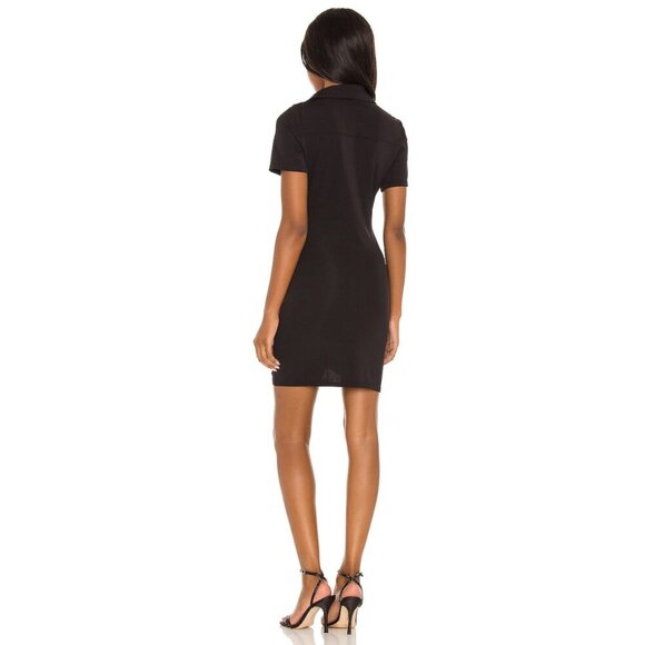 NWT Alice + Olivia Marsha Ruched V-Neck Mini Polo Tee Dress L #7997 - Picture 3 of 9